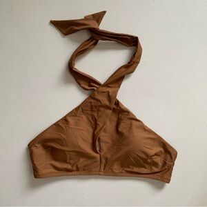 Aerie Real Good Brown Halter Bikini Top Size Large NWT